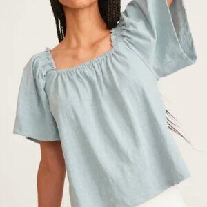 Marine Layer Constance Square Neck Top in Slate Blue